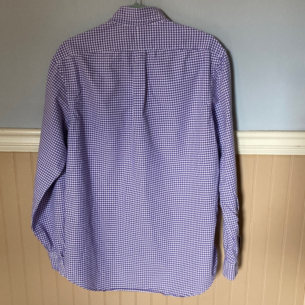 Polo Ralph Lauren Men's Purple & White Gingham Button-Down Dress Shirt - Picture 4 of 4